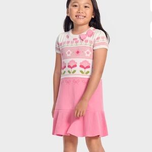 Gymboree Girls Floral Fairisle Peplum Sweater Dress Blushing Blooms Pink size 7